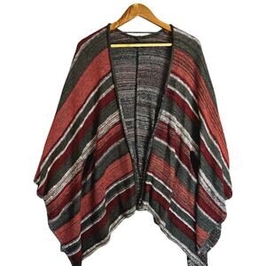 Volcom Poncho Women’s Boho Striped Open Oversized Southwest Festival Hippie